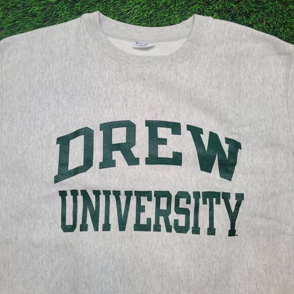 VTG 90s Champion Reverse Weave Drew University Sweatshirt Medium Heavyweight Y2K - Picture 2 of 11